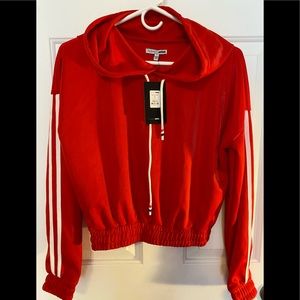 Red cropped hoodie